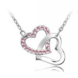 Austrian Crystal with Swarovski Elements - Interlocking hearts-Pink