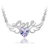 Image 1 : Austrian Crystal with Swarovski Elements - Angel wings & Love/Heart-Violet