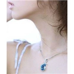 Austrian Crystal with Swarovski Elements - Tear drop shaped gem w/ribbon of clear gems above-Sapphir