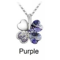 Austrian Crystal with Swarovski Elements - Clover hearts-Purple