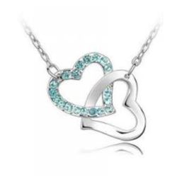 Austrian Crystal with Swarovski Elements - Interlocking hearts-Sapphire