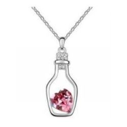 Austrian Crystal with Swarovski Elements - Drifting bottle w/heart inside-Pink