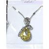 Image 2 : Austrian Crystal with Swarovski Elements - Tear drop shaped gem w/ribbon of clear gems above-Yellow