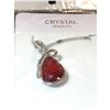 Image 2 : Austrian Crystal with Swarovski Elements - Tear drop shaped gem w/ribbon of clear gems above-Red