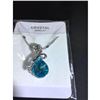 Image 5 : Austrian Crystal with Swarovski Elements - Tear drop shaped gem w/ribbon of clear gems above-Sapphir