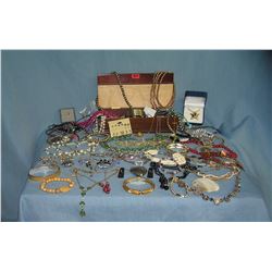 Large box of vintage and modern costume jewelry