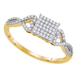 Diamond Square Cluster Ring 1/5 Cttw 10kt Yellow Gold