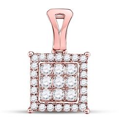 Diamond Square Cluster Pendant 1/2 Cttw 14kt Rose Gold