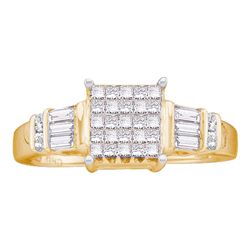 Diamond Cluster Bridal Wedding Engagement Ring 1/2 Cttw 14kt Yellow Gold