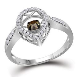 Diamond Teardrop Moving Solitaire Ring 3/8 Cttw 10kt White Gold