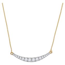 Diamond Curved Bar Pendant Necklace 1.00 Cttw 10kt Yellow Gold