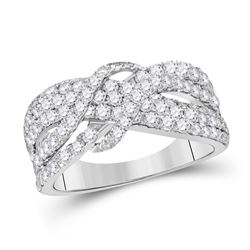 Diamond Crossover Band Ring 1-1/2 Cttw 14kt White Gold