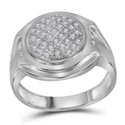 Mens Diamond Circle Cluster Fashion Ring 1/3 Cttw 10kt White Gold