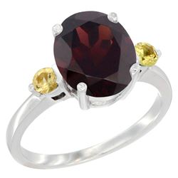 2.64 CTW Garnet & Yellow Sapphire Ring 10K White Gold - REF-27H3M