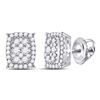 Image 1 : Diamond Rectangular Cluster Earrings 1/2 Cttw 14kt White Gold