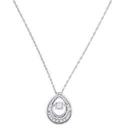 Diamond Moving Twinkle Solitaire Teardrop Pendant 1/2 Cttw 10kt White Gold