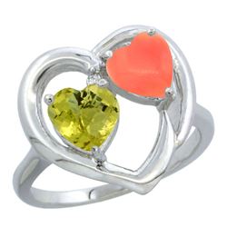 1.31 CTW Lemon Quartz & Diamond Ring 14K White Gold - REF-33Y2V