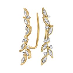 Diamond Climber Earrings 1/5 Cttw 10kt Yellow Gold