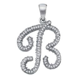 Diamond Cursive Letter B Pendant 1/5 Cttw 10kt White Gold