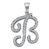 Image 1 : Diamond Cursive Letter B Pendant 1/5 Cttw 10kt White Gold