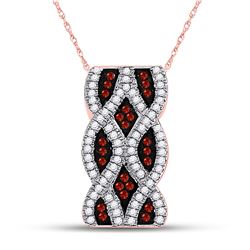 Round Red Color Enhanced Diamond Fashion Pendant 1/4 Cttw 10kt Rose Gold