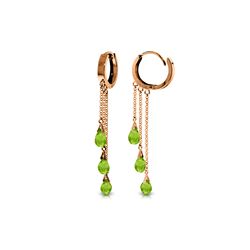 Genuine 4.8 ctw Peridot Earrings 14KT Rose Gold - REF-64R4P