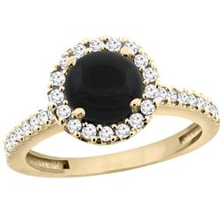 1.02 CTW Onyx & Diamond Ring 14K Yellow Gold - REF-59M9K