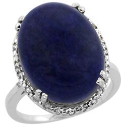 9.60 CTW Lapis Lazuli & Diamond Ring 14K White Gold - REF-53K9W