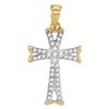 Image 1 : Diamond Flared Cross Faith Pendant 1/8 Cttw 14kt Yellow Gold