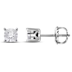 Diamond Solitaire Stud Earrings 1/10 Cttw 10kt White Gold