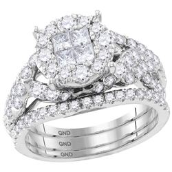 Diamond Bridal Wedding Engagement Ring Band Set 2.00 Cttw 14kt White Gold