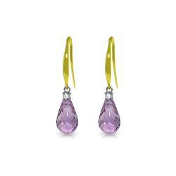 Genuine 4.6 ctw Amethyst & Diamond Earrings 14KT Yellow Gold - REF-28P8H