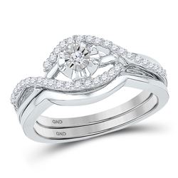 Diamond Solitaire Wedding Bridal Engagement Ring Set 1/4 Cttw 10k White Gold