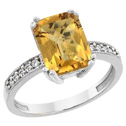 3.70 CTW Quartz & Diamond Ring 14K White Gold - REF-38A9X