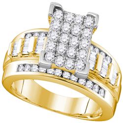 Diamond Elevated Rectangle Cluster Bridal Wedding Engagement Ring 1.00 Cttw  10kt Yellow Gold