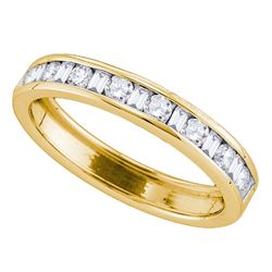 Round Baguette Diamond Single Row Wedding Band 1/2 Cttw 14kt Yellow Gold