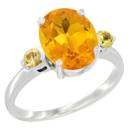 2.64 CTW Citrine & Yellow Sapphire Ring 14K White Gold - REF-32M3A