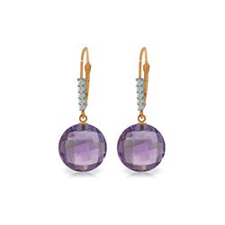 Genuine 10.75 ctw Amethyst & Diamond Earrings 14KT Rose Gold - REF-37N8R