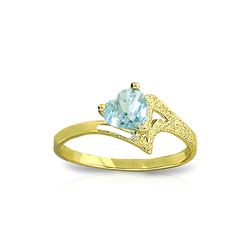 Genuine 0.95 ctw Aquamarine Ring 14KT Yellow Gold - REF-39H3X