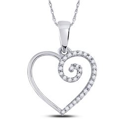 Diamond Clef Heart Pendant 1/10 Cttw 10kt White Gold