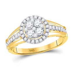 Diamond Cluster Bridal Wedding Engagement Ring 3/4 Cttw 14kt Yellow Gold