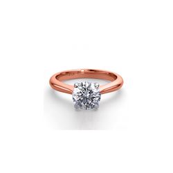 14K Rose Gold 0.91 ctw Natural Diamond Solitaire Ring - REF-243R2M