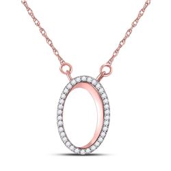 Diamond Oval Pendant Necklace 1/8 Cttw 14kt Rose Gold