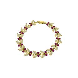 Genuine 12 ctw Opal & Ruby Bracelet 14KT Yellow Gold - REF-200W8Y