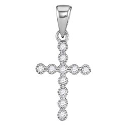 Diamond Cross Faith Pendant 1/10 Cttw 14kt White Gold