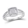 Image 1 : Diamond Framed Square Cluster Ring 1/5 Cttw 10kt White Gold