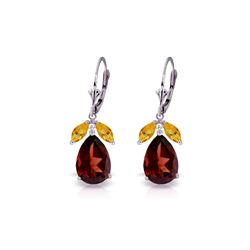 Genuine 13 ctw Garnet & Citrine Earrings 14KT White Gold - REF-71R3P