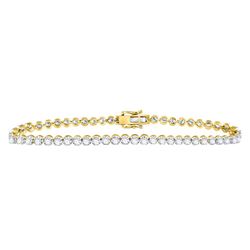 Mens Diamond Solitaire Link Tennis Bracelet 8.00 Cttw 10kt Yellow Gold