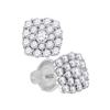 Image 1 : Diamond Cluster Earrings 1.00 Cttw 14kt White Gold