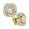 Image 1 : Diamond Pinwheel Stud Earrings 1/3 Cttw 10kt Yellow Gold